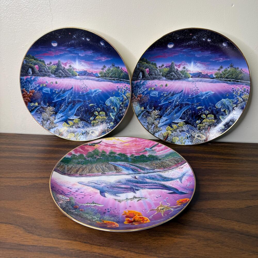 Vintage 1991 Danbury Mint Robert Lyn Nelson Marine Art Collector Plates Hawaii